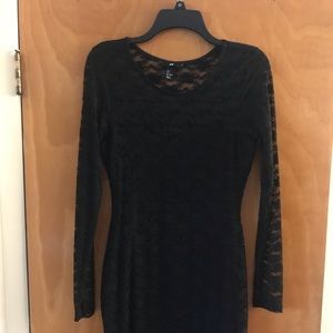 Black lace above the knee dress